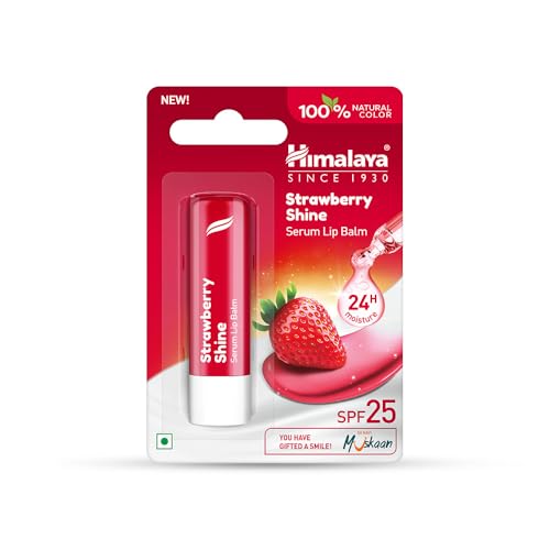Image of Himalaya Strawberry Shine Serum Infused Lip Balm 4.5G | For Smooth and Nourished Lips | 100% Natural Color & SPF 25 UV Protection