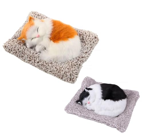 Image of FunBlast Cute Sleeping Cat Plush Toy with Meow Sound, Gift for Kids, Toy Accessories for Car Dashboard (Random Color)