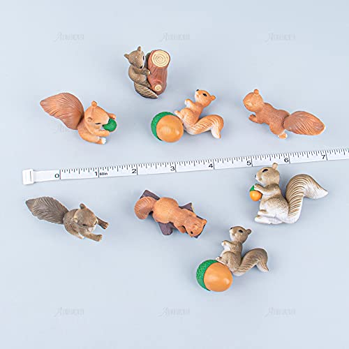 Auear, 8 Pack Cute Miniature Squirrel Figures Mini Animals Play Set Fairy Garden Ornaments Character Miniature Figurines Cake Topper Decoration Diy Crafts #TOP3