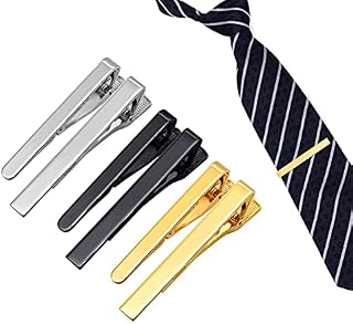 Tie Clips for Men, Tie Bar Clip Set Copper Metal Men's Tie Bar Premium Necktie Bar Men's Tie Accessories Mens Tie Clip Pinch Clips Classic Gift Set Square Edges Tie Tack Pins