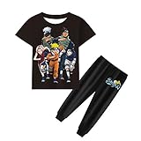 WFelcia Shippuden Anime Shirt and Shorts Set for Boys Manga Character Cartoon Costume Cosplay Clothes Kids Stuff Merch Gifts