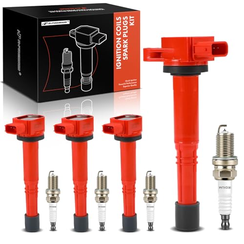 A-Premium (Red) Set of 8 Ignition Coil Pack and Iridium