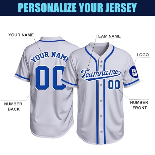 Image of Custom Baseball Jersey Personalized Stitched or Printed Name Number Baseball Shirt Sports Uniform Gifts for Men Women Youth