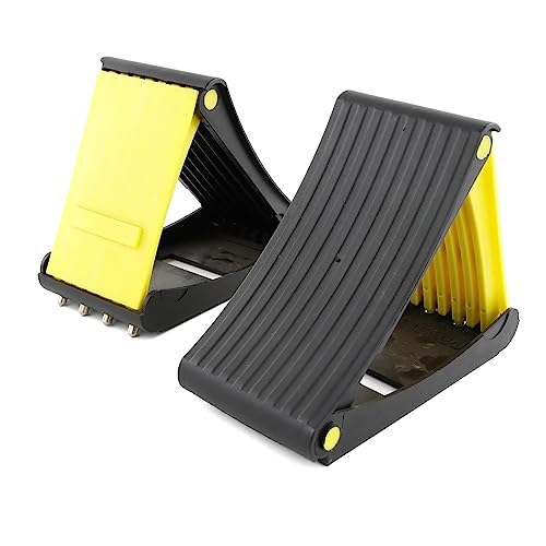 Leisurewize - Pack of 2 Folding Heavy Duty Wheel Chocks – Portable Metal Wheel Chock for Caravans, Motorhomes, Trailers, Cars & Vans, Compact Fold Flat Design LW570