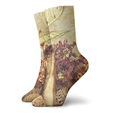 uytrgh Herren Damen Crew Dress Socken, Athletic Running Socks, Neuartige Kompressionssocken zum Laufen, Reisen, Radfahren, Schwanger, Krankenschwester, Flight-Fan Tan Alley