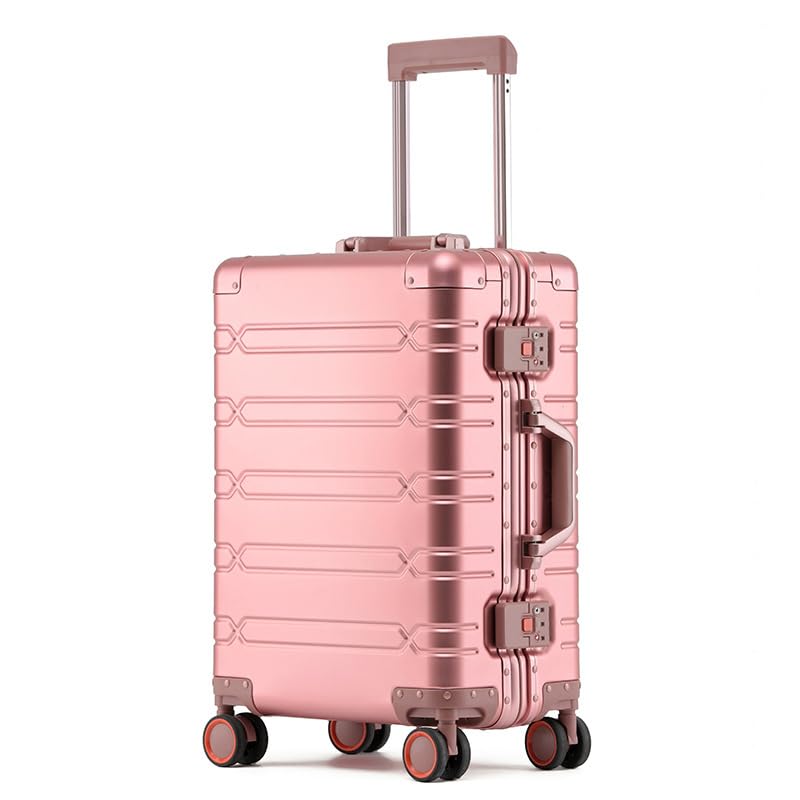 All Aluminum Carry On Luggage with 360°Silent Spinner Wheels and TSA Lock,Airline Approved Lightweight Suitcase for Business Travel (all aluminum 60 [rose gold], 20inch-35x23x55cm)