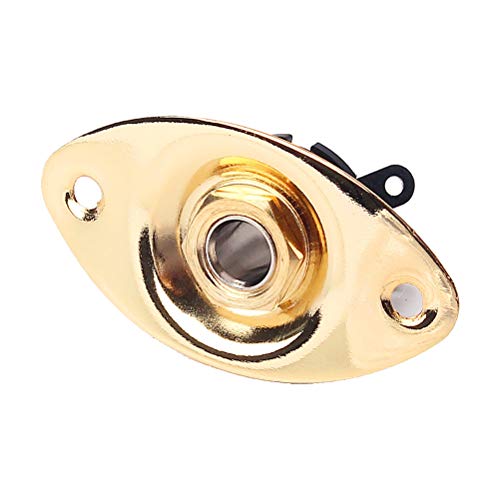 Artibetter 1/4 Pouce indenté Ovale Plaque de Guitare Prise de Sortie de Prise de Sortie Jack Prise Jack 6,35 mm avec 2 vis de Montage (doré) Cover