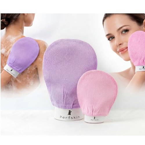 2 pcs x Gants exfoliants Visage et Corps, gant de Kessa/Crin/Viscose peaux mortes, gommage en profondeur tout en douceur, nettoie et élimine cellules mortes,...