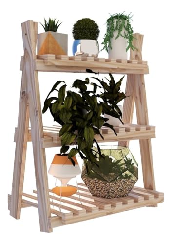 Floreira Multiuso Tripla de Madeira Pinus para Jardim