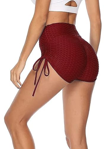Image of Shasmi Women's Workout Yoga Shorts, High Waisted Drawstring Scrunch Booty Shorts Ruched Butt Lift Athletic Running Tights (Shorty 76)