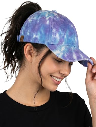Image of Funky Junque Womens Baseball Cap Dad Hat Ponytail Messy Bun Trucker Ponycap