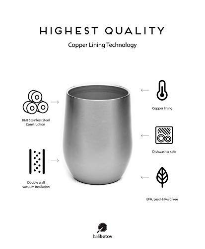 Balibetov [NEW] Modern Yerba Mate Gourd Set (Mate Cup) - Double Walled 18/8 Stainless Steel - Includes Two Bombillas and a Cleaning Brush (Silver, 12) - Thumbnail 6