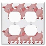 Baby Pig Farm Animal Double Outlet Cover Wall Plate