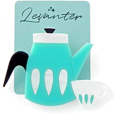 Vintage Style Aqua Coffee Pot Brooch, Retro 1950s Mid Century Modern Teapot Brooch Pin