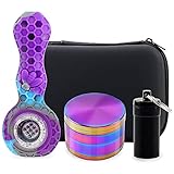 Klaudiusz Spice Grinder, Metal 4 Piece Spice Grinders Set with Black EVA Odor Concealing Travel Case, Mini Portable Aluminum Storage Bottles (Set One)