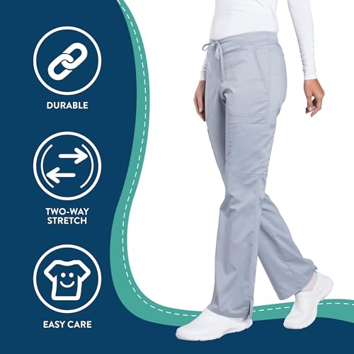 image for Cherokee Scrubs for Women Mid Rise Moderate Flare Drawstring Pant with