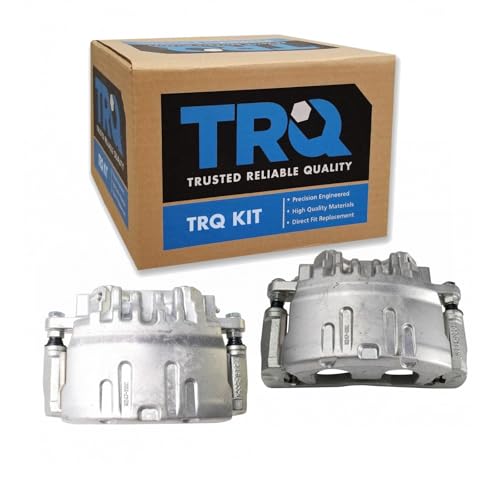Image of TRQ Front Brake Caliper Set Zinc Coated Brackets Compatible with 2003-2008 Cadillac CTS 2005-2008 STS