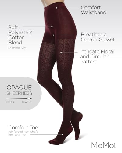 Image of MeMoi Women's Flattering Floral and Circular Pattern Sweater Tights
