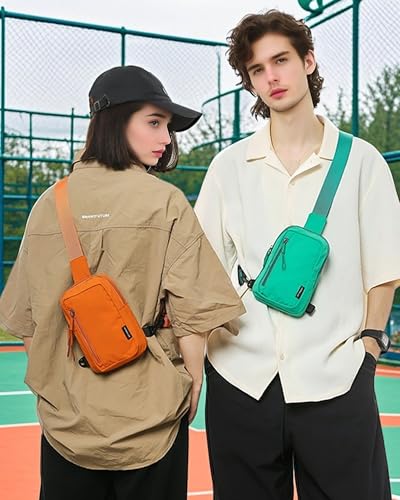 HAUMAUH Brustbeutel Damen Herren Brusttasche Klein - Umhängetasche Umhängetaschen Schultertasche Crossbody – Arbeitsweg Reisen Festival-Begleiter (Orange)