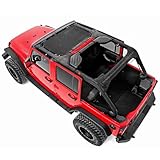 Savadicar Mesh Shade Top, Roof Sunshade Cover for 2007-2018 Jeep Wrangler JK JKU, UV Protection & Heat Reduction for Enhanced Comfort on The Road, Durable Polyester, Black