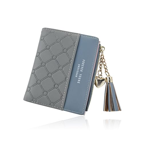 Women's Wallets, PU Leather Credit Card Holder Portable Slim Wallet for Women, Large Capacity Credit Card Wallet with Pendant for ID Cards, Credit Cards, Cashes, Coin (gray)