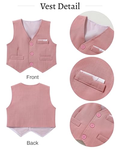 Image of nilikastta Toddler Baby Boy Clothes Suit Gentleman Wedding Outfits Formal Dress Shirt /Bowtie /Vest /Suspender Pants 1-9 Years