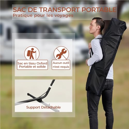 Hamac double Yaheetech avec support métallique réglable et sac de couchage - 5