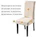 YISUN Dining Chair Covers, Stretch Jacquard Chair Seat Cover Removable Washable Parson Chair Cover Kitchen Chair Protector Slipcovers (Beige, 6)