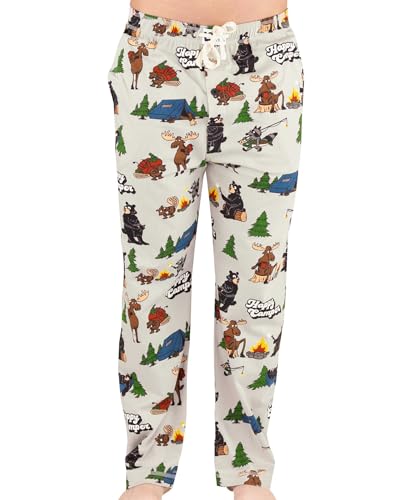 Lazy One Men's Pajama Pants, Lounge, Happy Camper Grey, M