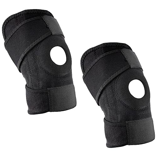 KAV Adjustable Neoprene Knee Support For Men & Women - Knee Brace For Runners & Sports Brace - Knee Braces With Patella Tendon Knee Strap Pack Of 2