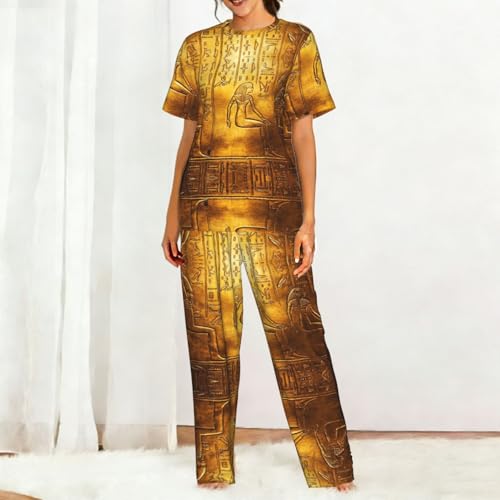 Ensemble de détente imprimé hiéroglyphes pyjama manches courtes - 3