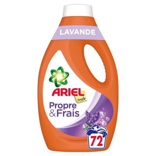 Ariel Simply Lessive Liquide, 72 Lavages, Lavande, Nettoyage en Profondeur, le Choix économique d'Ariel et du Parfum Frais, L'emballage peut varier