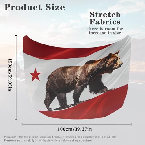 Image of Hood Cover Protector for Car SUV Sedan Truck, Stretchable Auto Hood Wrap Blankets, California State Flag Bear Design, Waterproof Sun-Proof Auto Exterior Accessories