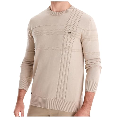 Mens Casual Sweater Crewneck Long Sleeve Pullover Knit Sweater with Ribbing Edge Basic Tops