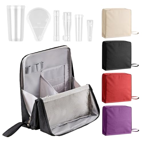 LFZHAN Standing Makeup Bag Organizer with 6 Brush Guards Portable Makeup Organizer Bag for Travel Stand Up Cosmetic Case with Brush Protectors (Black)