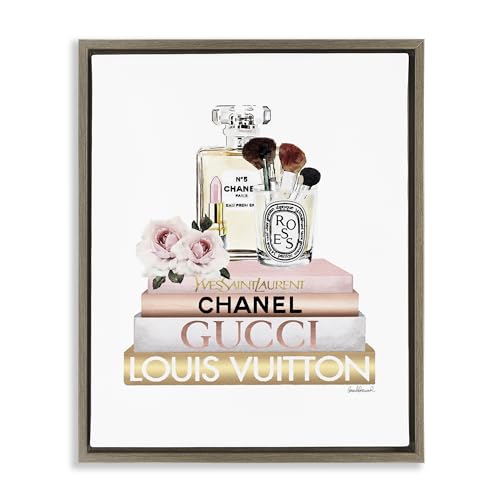 Image of Glam Cosmetics Fashion Books, 16 x 20 Inch Canvas in Floater Frame | Stupell Industries . By Amanda Greenwood . Ready to hang once unboxed . Made in USA