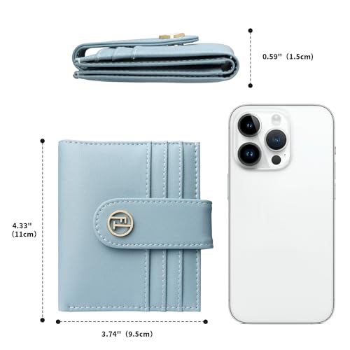 FUNTOR Small Wallets for Women,Ladies Slim Bifold Credit Card Holder with Zipper Coin Pocket(Blue)3