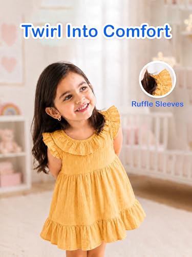 Image of Kidbea Baby Girls Cotton Dress for Kids | Soft, Breathable & Comfortable Western Frock | Trendy Casual, Party & Festive Outfit for Girls