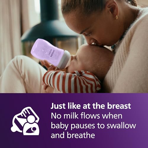 Image of Philips Avent Natural Baby Bottles with Natural Response Nipples (Medium Flow, Flow 3), 9oz, Purple, 4-Pack, SCY903 /34