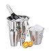 Relaxdays 10024733 Set de coctelería, Pinzas para Hielo, Cubitera, Enfriador de Botellas, Medidor, Coctelera, Plateado, Acero Inoxidable