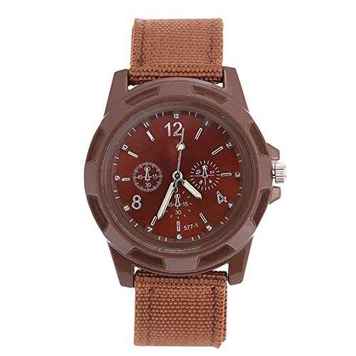 Sports Watch, Military sty1e Round Analog Wristwatch, watertight Sport Watches with for long-lasting Nylon Strap Electronic Movement for Accurate Timekeeping(coffee)2