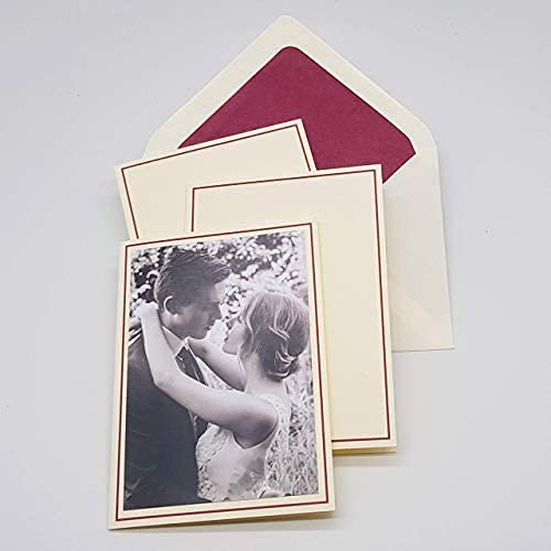 10 Klappkarten Einladungskarten Faltkarten blanko Karten mit Umschlag Din A6, 105 x 148 mm auf Premium Papier mit farbigem Rahmen passend für Fotos 9 cm x 13 cm (blau) Cover
