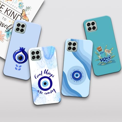 Image of COLORflow Back Cover Compatible with Samsung Galaxy A22 5G | Evil Eye Charm Customized Back Cover Compatible with Samsung Galaxy A22 5G