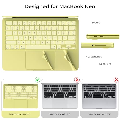 Image of EooCoo for MacBook Neo Case 13 inch 2026, 100% Match Color, 3 in 1 Kit | Citrus Clear, Anti-Fingerprint & Scratch & Crack, Sturdy, Mac Neo Accessories, Ready for School, Work & Travel
