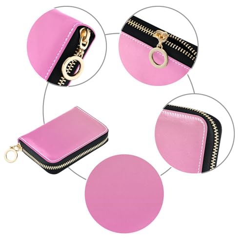 Credit Card Holder RFID Blocking Leather Wallet for Women Zip Around Travel Cash Wallet with Coin Pocket Blush Pink Rose Gradient4