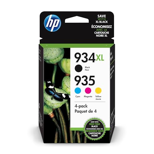 HP Original 935 Cyan, Magenta, Yellow / 934XL Black Ink Cartridges (4-Pack) | Works OfficeJet 6810; OfficeJet Pro 6230, 6830 Series | N9H66FN