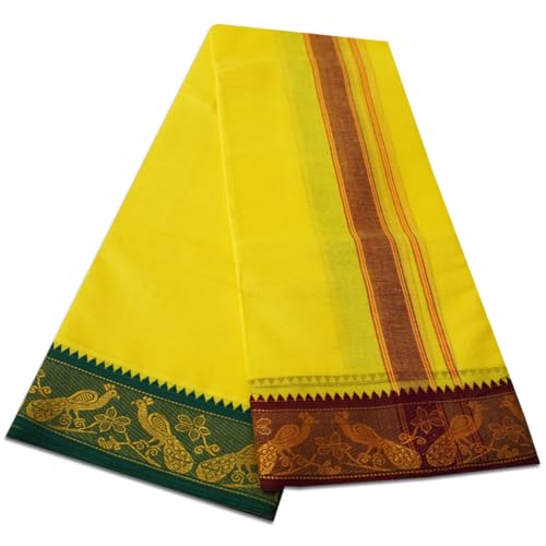 Image of vimayam pure cotton 3 inch border colour dhoti 9X5(Assorted Border design and colours)