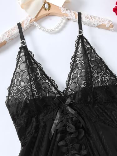 Image of Foxiny Sexy Lingerie Dress 2pcs Women Night Gown with Thong 3XS-6XL