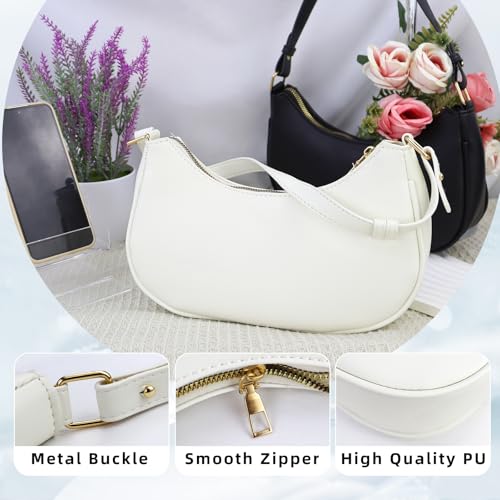 Shoulder Bag, PU Leather Shoulder Purse Shoulder Bag for Women, Women Handbag Crescent Shoulder Bag with Zipper3