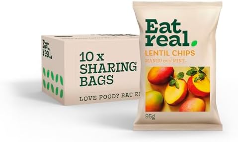 Eat Real Lentil Chips Mango & Mint 10 x 95g Sharing Bag Multipack